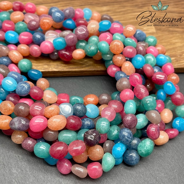  Кварц тонированный микс галтовка (9-13)*(8-9)  мм