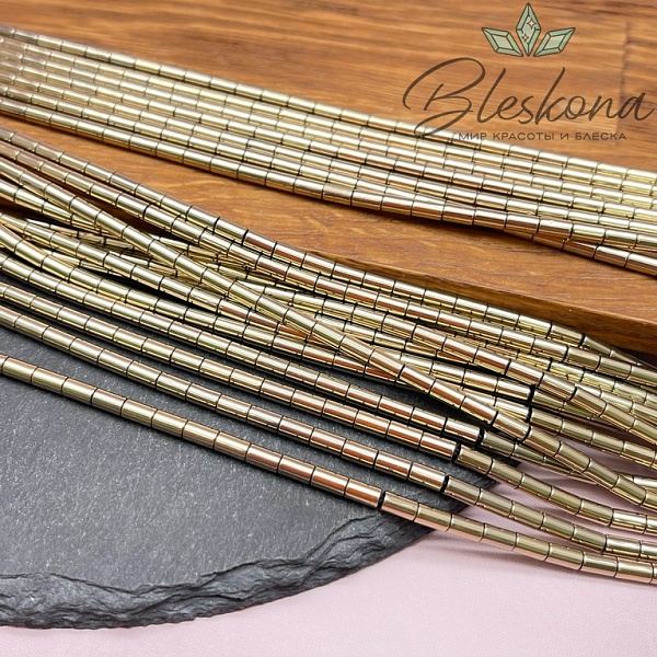 5*3 мм Гематин трубочки, цвет темное золото, имитация