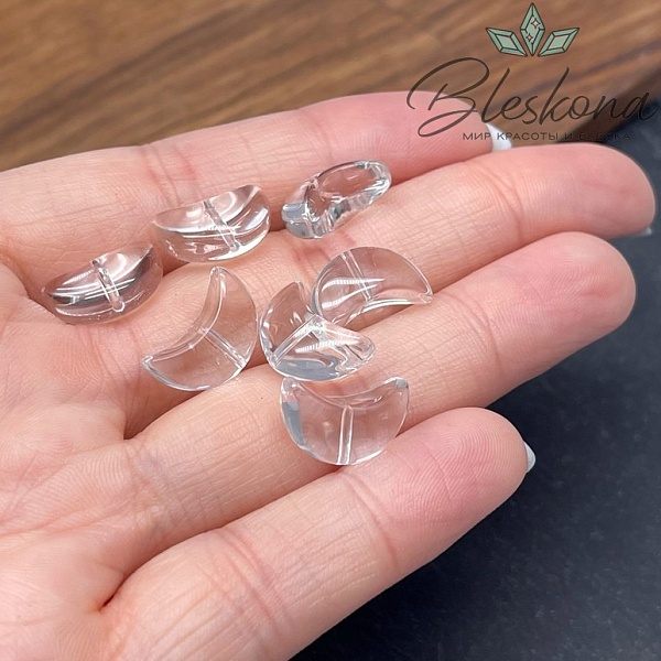 9*14 мм  Бусина полумесяц, цвет прозрачный, уп.5 штук
