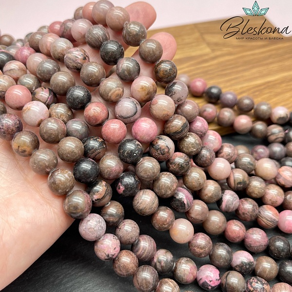Родонит черно-розовый 10,5 мм №1