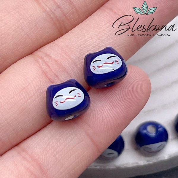 8*10 мм Керамика бусина Котик синий 