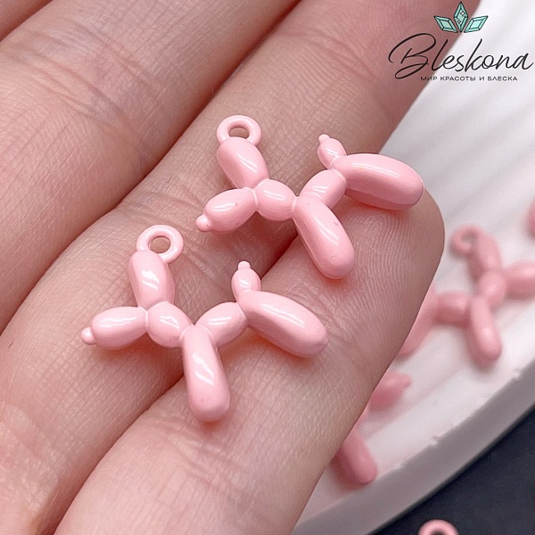 14*18 мм, Подвеска пудель бледно-розовая эмаль