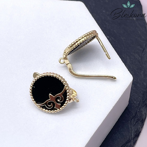 19*15 мм Цвет золото, Швензы Этно черная керамика