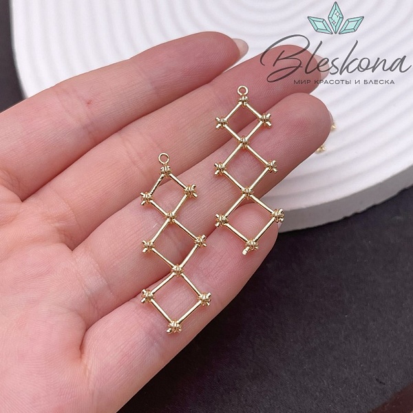 38*13 мм Цвет золото, Подвеска ромбики 