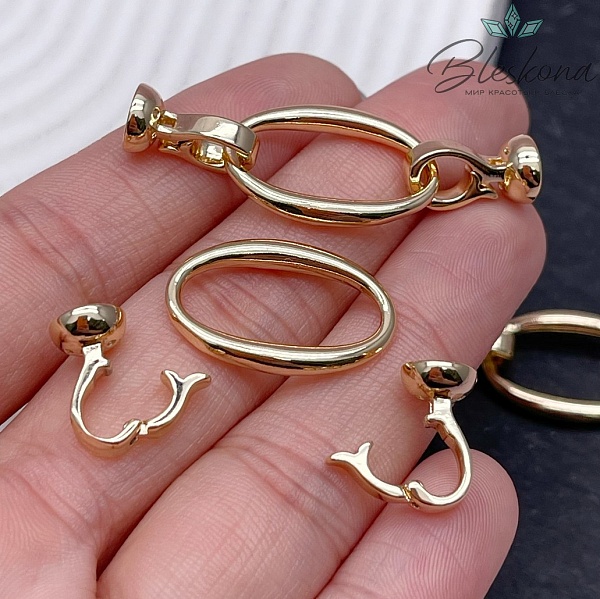 45*14,5 мм Цвет золото, Замок овал гладкий с концевиками