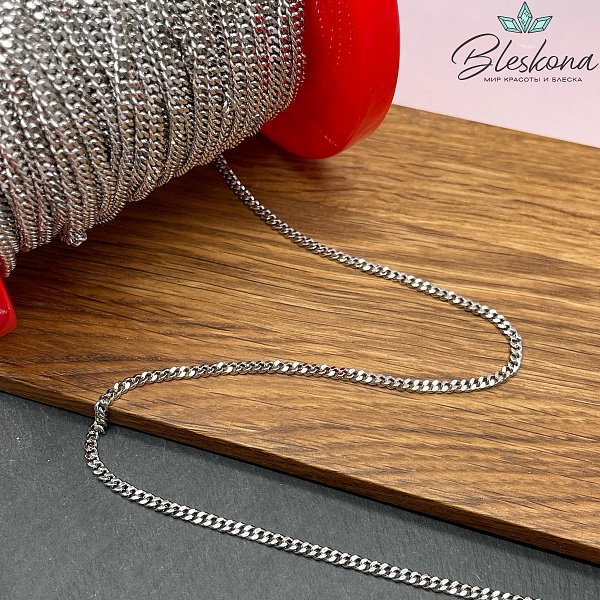 Цепь №86 цвет серебро 3*4 мм
