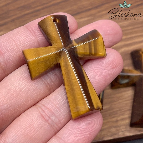 Подвеска крест Тигровый глаз 47*36 мм