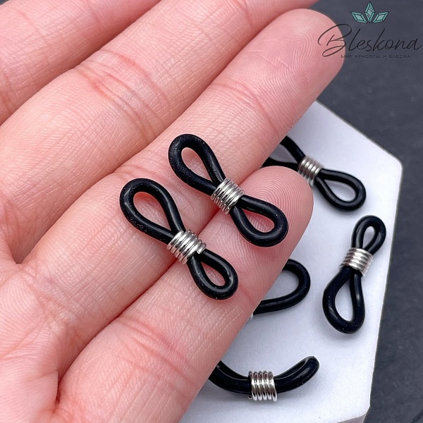 Держатель силиконовый черный,цвет серебро 19мм уп 10шт