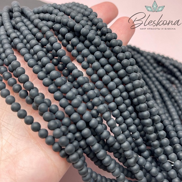 Агат черный матовый 4 мм 