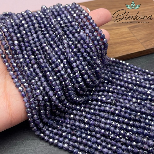 Циркон огранка фиолетовый 4 мм (кубический цирконий, фианит) 