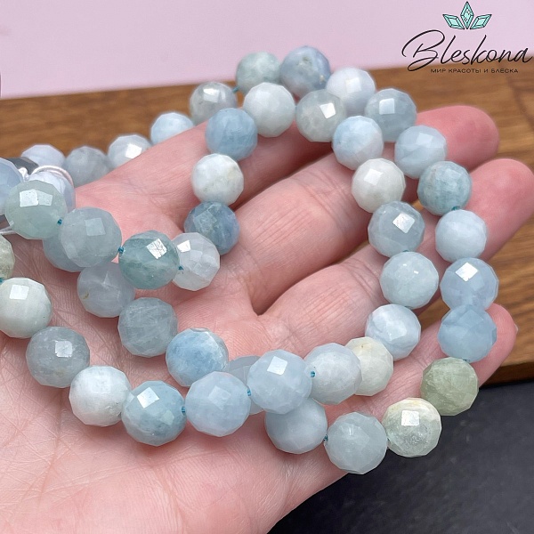 Аквамарин алмазная огранка 10 мм