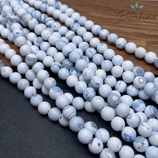 Агат голубой с узором №8 10 мм