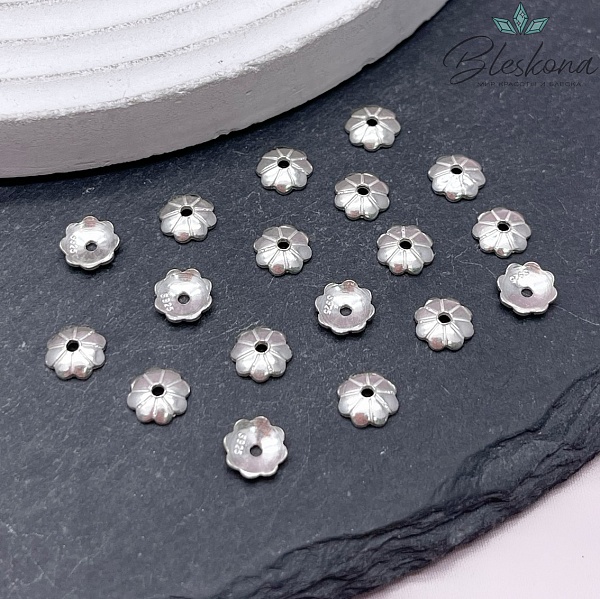 6 мм, Шапочка цветок посеребрение