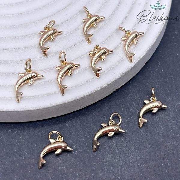 10*12 мм Цвет золото, Подвеска Дельфин 