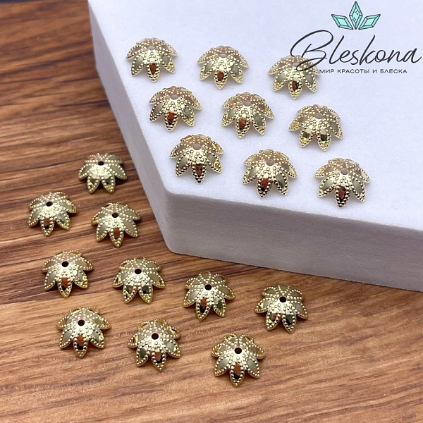 8,7 мм Цвет золото, Шапочка цветок