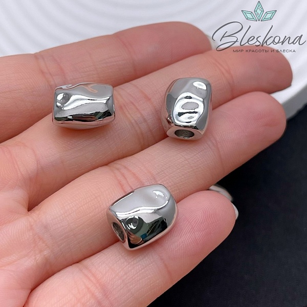 13,5*11 мм Цвет серебро, Бусина фриформ