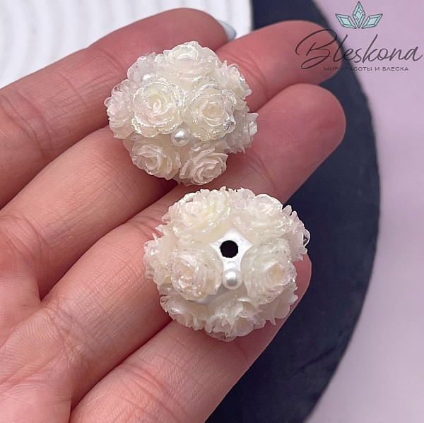 24 мм Бусина шар цветочный желтый