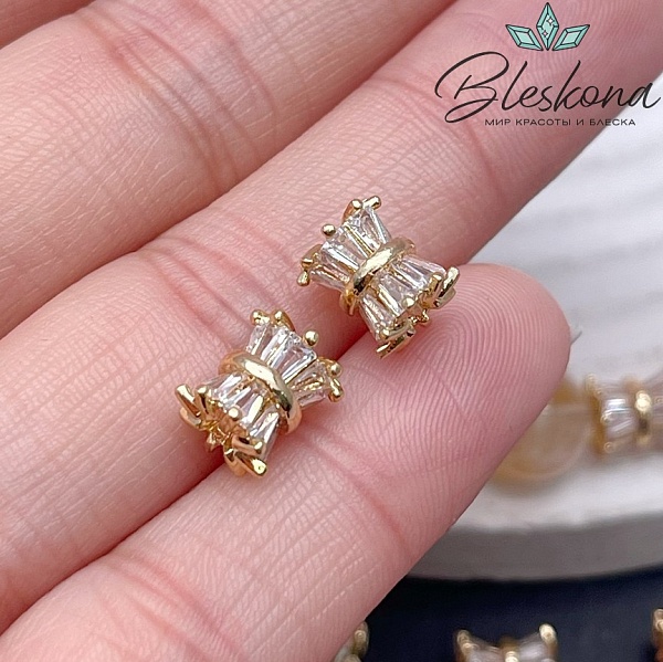 7*8,3мм Цвет золото,Бусина песочные часы цирконы  