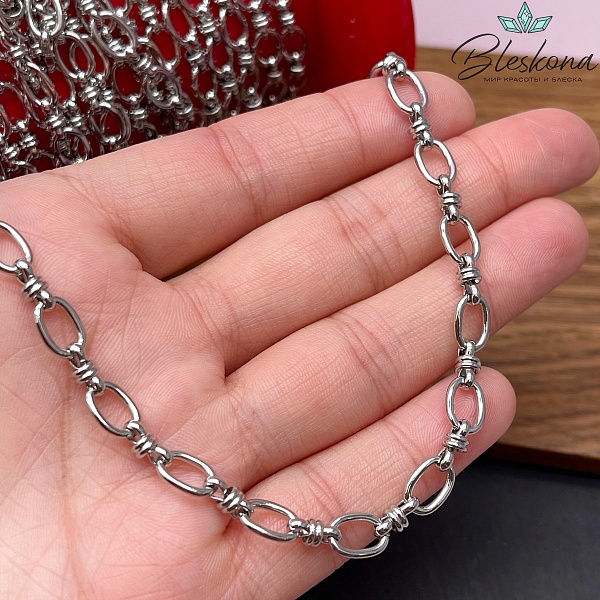 Цепь №135 цвет серебро 8*5,5 мм/8*4 мм