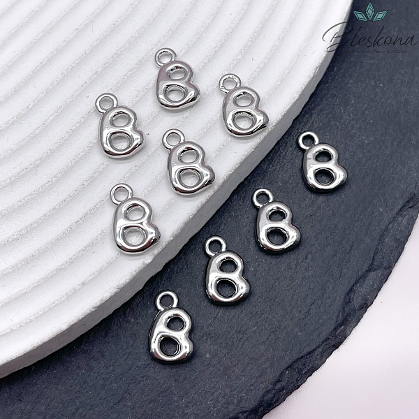 13 мм Цвет серебро, Буква гладкая B