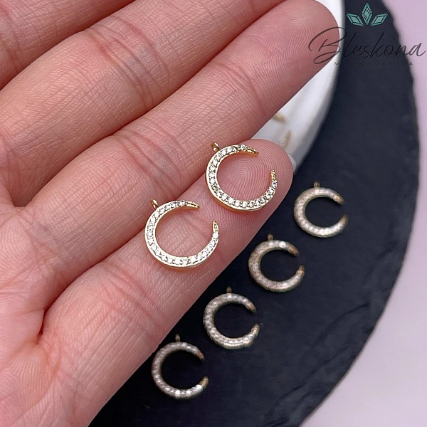 13*11 мм Цвет золото, Подвеска мини луна с цирконами