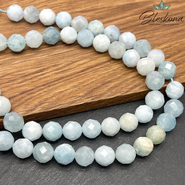 Аквамарин алмазная огранка 10 мм