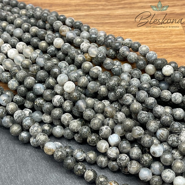 Пирит с включениями агата 6 мм 