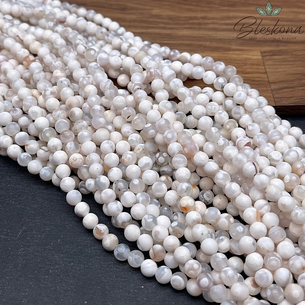 Агат белый с узором 6 мм