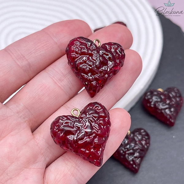 25,5*25 мм, Цвет золото, Подвеска Сердце красное 