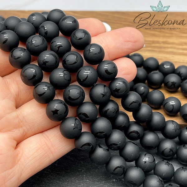 Стекло черное матовое Луна с Звездой 10 мм 