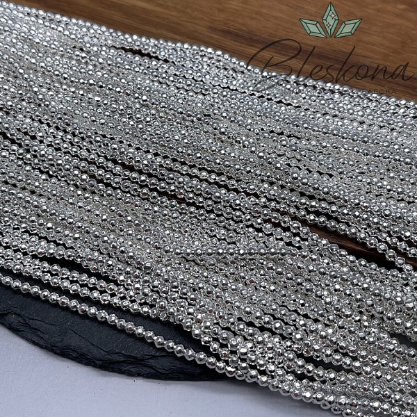 3 мм Гематин имитация огранка, цвет светлое серебро