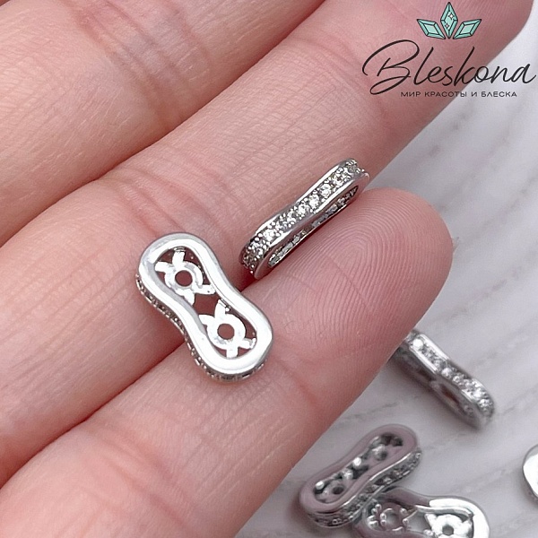 13*6,5*2,2 мм Цвет серебро, Бусина разделитель 2 ряда