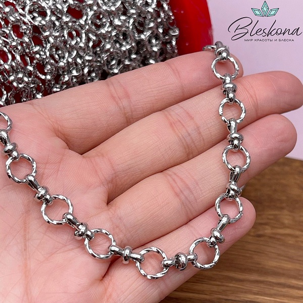Цепь №41 цвет серебро 9 мм/11,5*5 мм