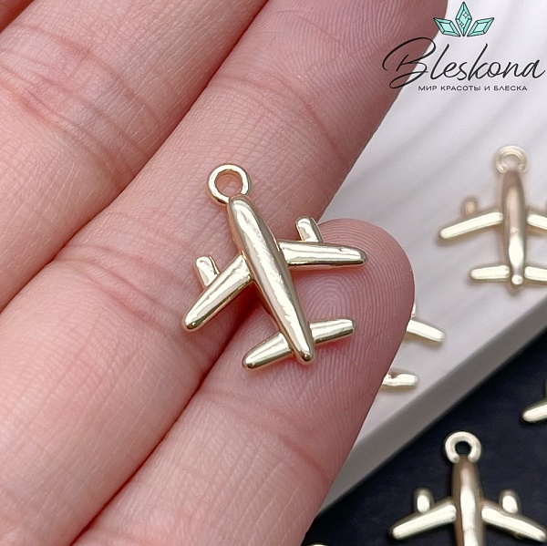 18*16 мм Цвет золото, Подвеска Самолет гладкий