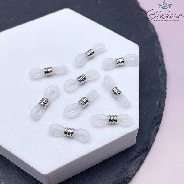 18 мм Цвет серебро, Держатель силиконовый белый