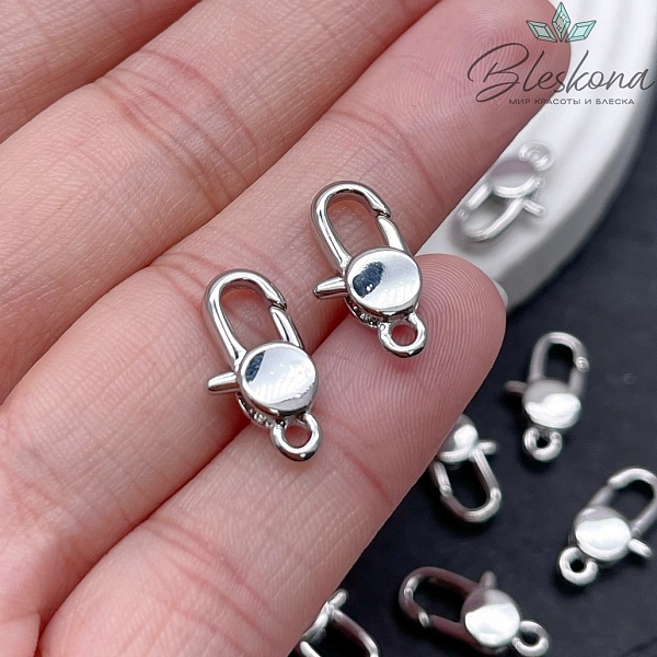 17*7 мм Цвет Серебро, Замок Лобстер средний круг