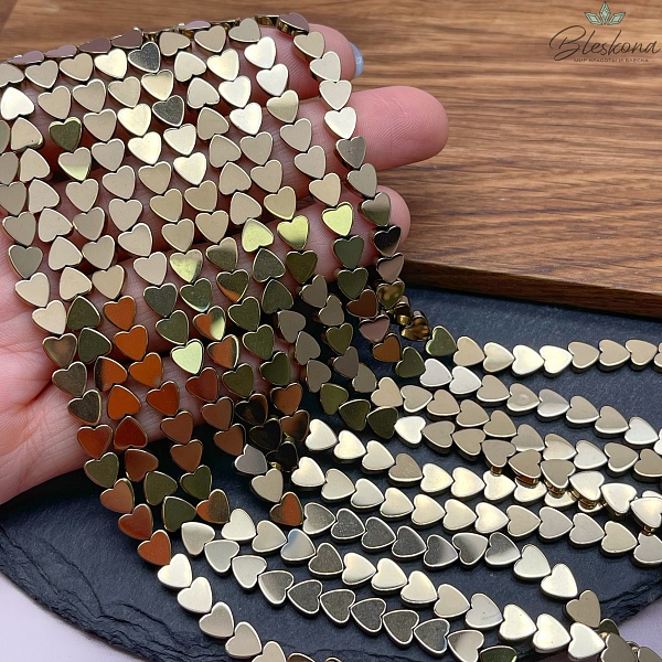 6 мм Гематин, цвет темное золото, сердце плоское имитация