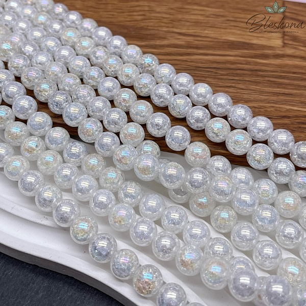 Кварц снежный белый с переливом (имитиация) 10 мм