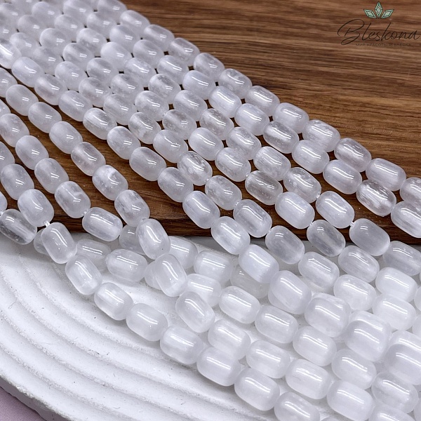 Селенит белый бочата 9*6 мм 