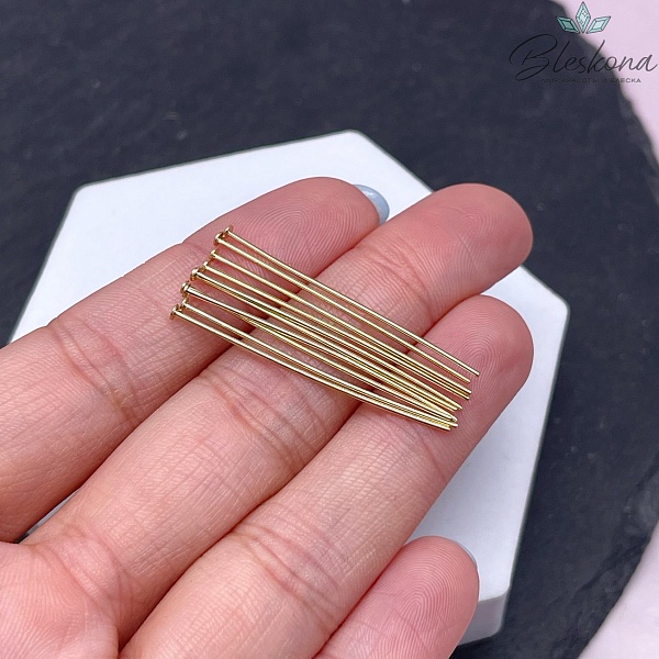 3,5 см*0,7 мм Цвет золото, Пины шляпка жесткие уп. 10 шт. 