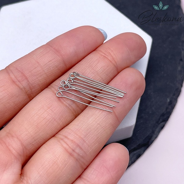 2,5 см*0,5 мм Цвет серебро, Пины петелька мягкие уп. 10 шт.