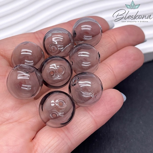 16 мм Бусина шар стекло серое