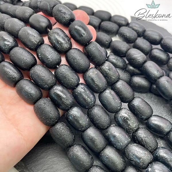 Агат черный бочата в термической обработке 18*13 мм