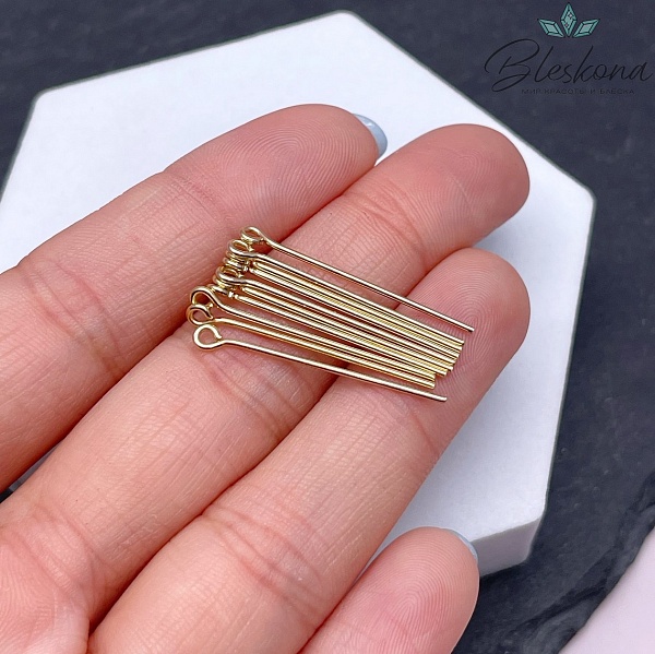 3 см*0,8 мм Цвет золото, Пины петелька жесткие уп. 10 шт. 