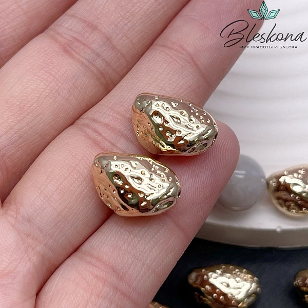 15,2*10,6 мм Цвет золото, Бусина фактурная фриформ 