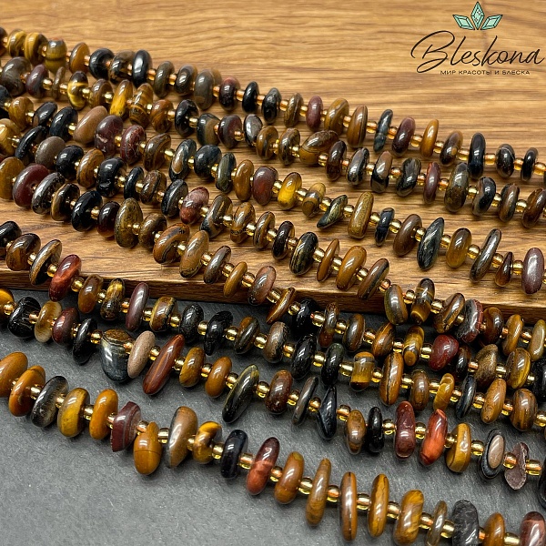 Микс Тигровый,Соколиный,Бычий глаз сколы шлифованные (2-4)*(8-11) мм
