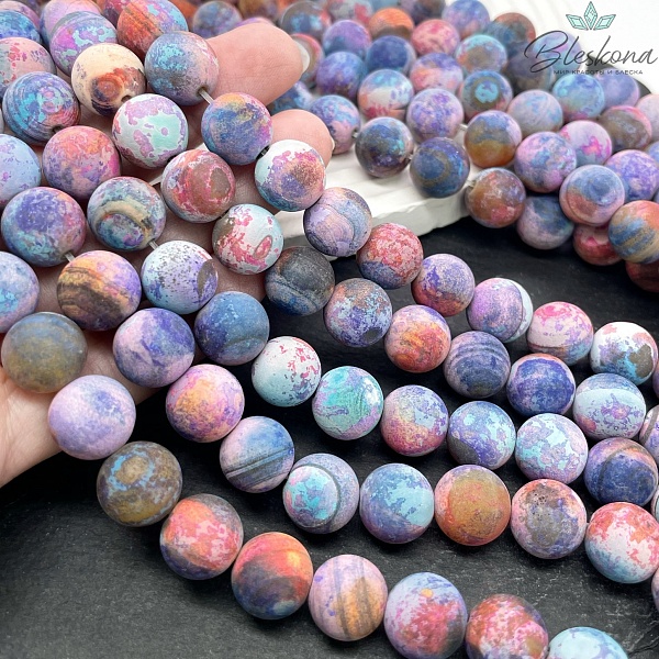 Агат с узором №33 матовый 12 мм