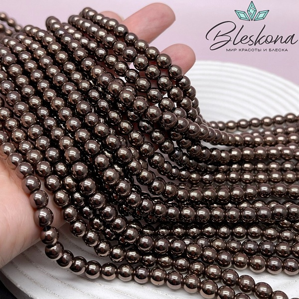 6 мм Гематин имитация, цвет коричневый №1 (шоколадный)