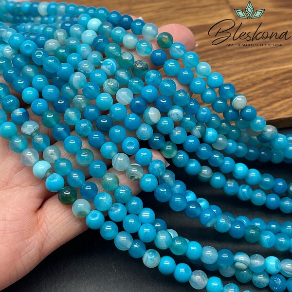 Агат голубой (тонированный) 6 мм