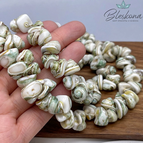 Ракушка желто- зеленая 13*11мм